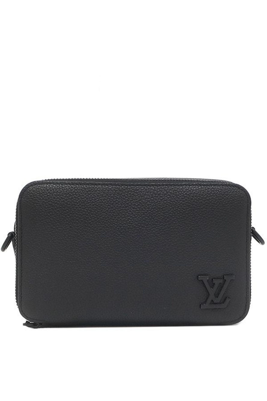 Louis Vuitton Shoulder Bag Alpha Wearable Wallet Leather Grain Calf Noir Black